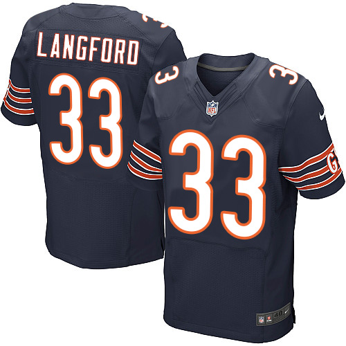 Men's Elite Jeremy Langford Nike Jersey Navy Blue Home - #33 NFL Chicago Bears